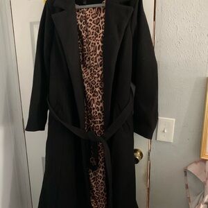 Torrid Black Coat with Leopard Print Interior